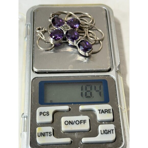 10 carat Amethyst Cross Pendant Marcasite sterling silver vintage rare - Picture 5 of 16
